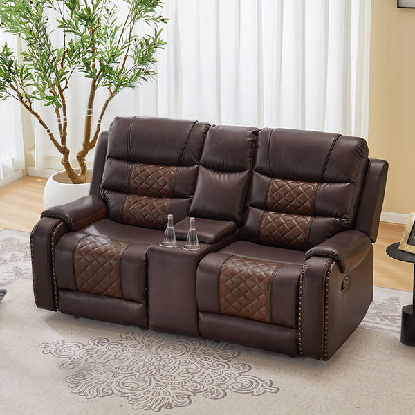 Air Leather Manual 2 Seat Recliner Sofa for Sale With Massage and Heating + Model 8317