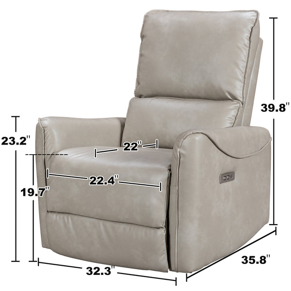 Modern Style Power Recliner Chair with Rocker and Swivel Function - Model 8445