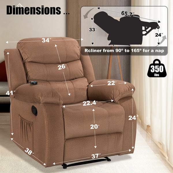 Comfortable and Durable Recliner Chair with Massage and Heating - Model 8005