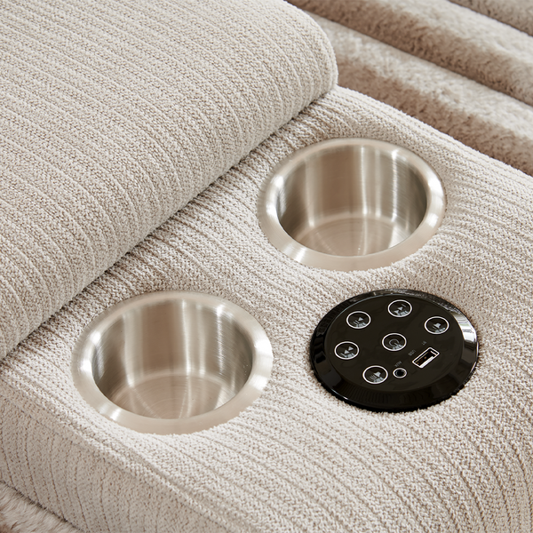 Crodury Fabric Recliner Set: Cloud-Like Comfort with Built-In Bluetooth & Ambient Lighting 8451#3+2+1 Recliner Sofa Set