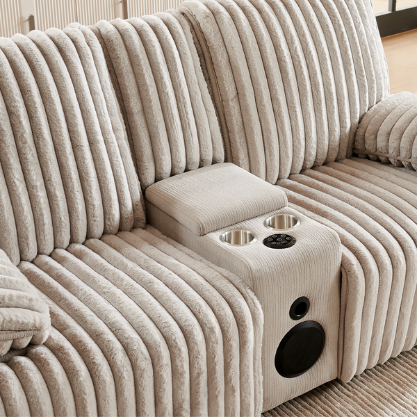 2-Seater Recliner Sofa with Built-In Speakers & Ambient Lighting (Crodury Fabric)