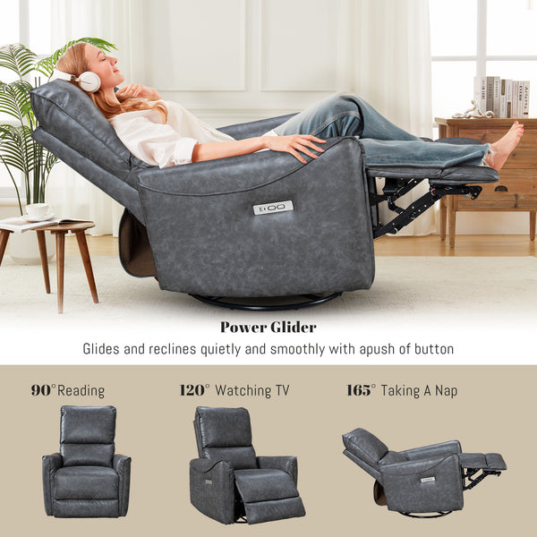 Modern Style Power Recliner Chair with Rocker and Swivel Function - Model 8445