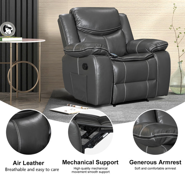 Air Leather Recliner with Massage and Heating - Model 8220