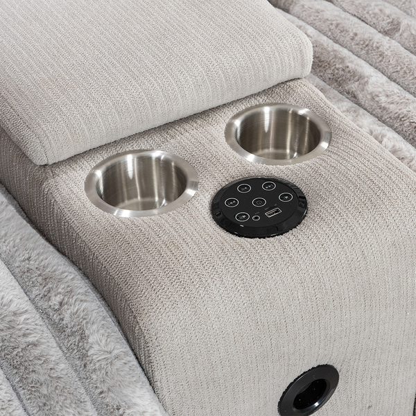 Power Headrest Reclining Console Plush Multi-Person Sofa Combination Kit 8451#3+2 Grey Velvet