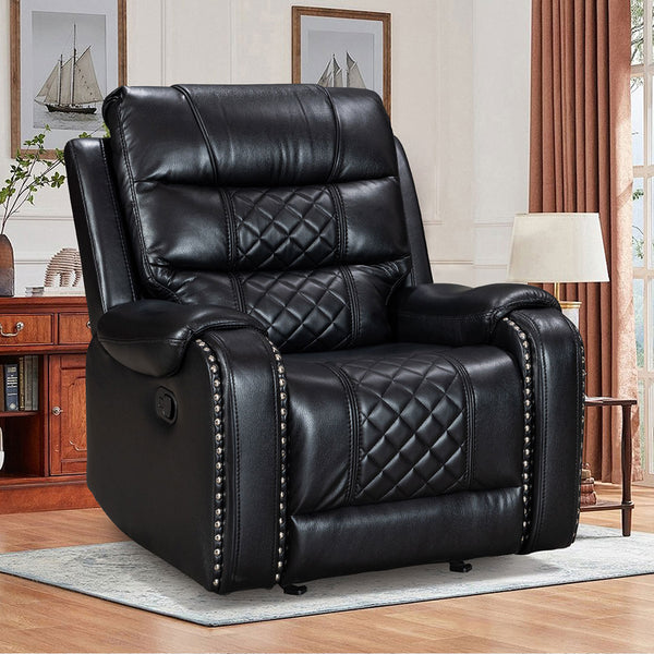 Air Leather Manual Motion Recliner Chair for Sale With Massage and Heating + Model 8317