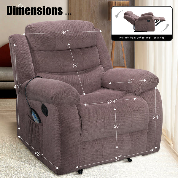Comfortable and Durable Recliner Chair with Massage and Heating - Model 8005