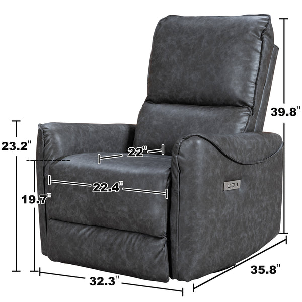 Modern Style Power Recliner Chair with Rocker and Swivel Function - Model 8445