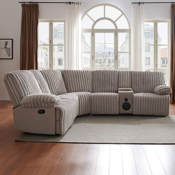 3 Seater Recliner Sofa Set | Crodury Fabric Recliner | Bluetooth Audio & USB Port