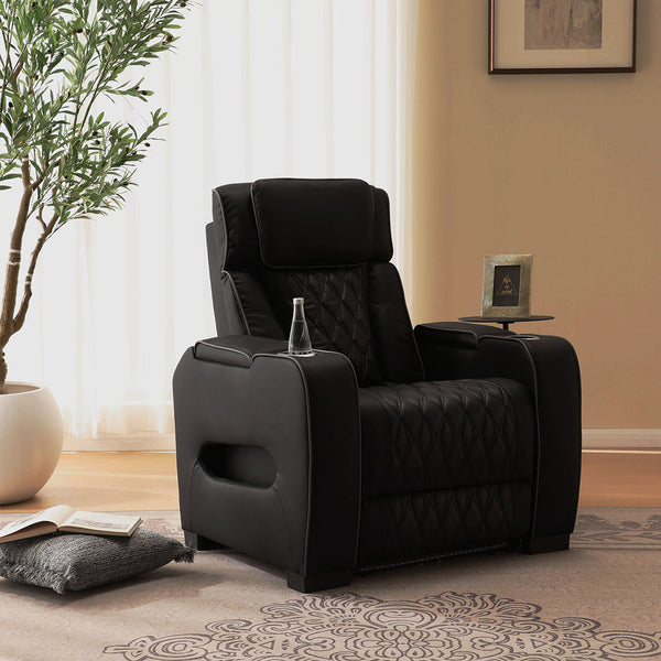Air Leather Recliner With Mood Lighting and Cup Holder For Living Room - 8456
