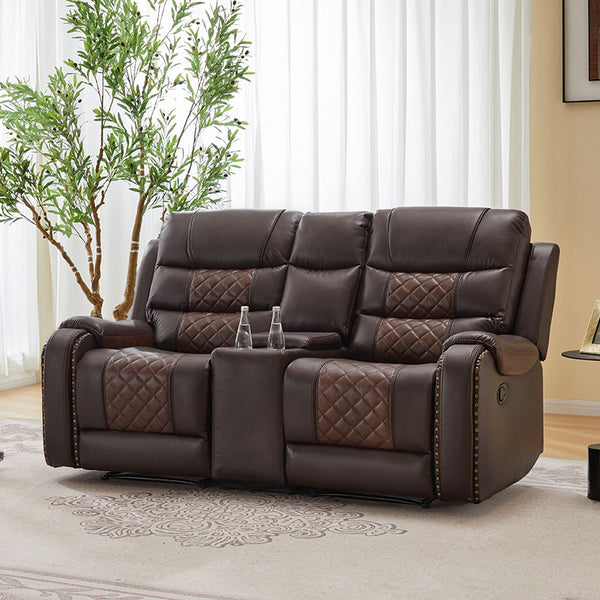 Air Leather Manual  2 Seat Recliner Sofa for Sale With Massage and Heating + Model 8317
