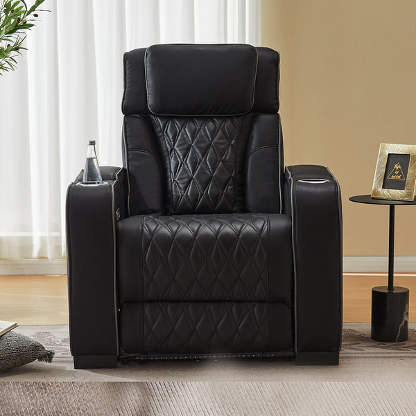 Air Leather Recliner With Mood Lighting and Cup Holder For Living Room - 8456