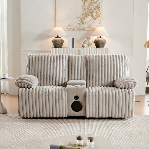 2-Seater Recliner Sofa with Built-In Speakers & Ambient Lighting (Crodury Fabric)