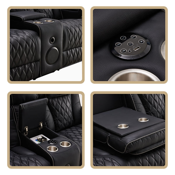 Air Leather Recliner With Mood Lighting and Cup Holder For Living Room - 8456