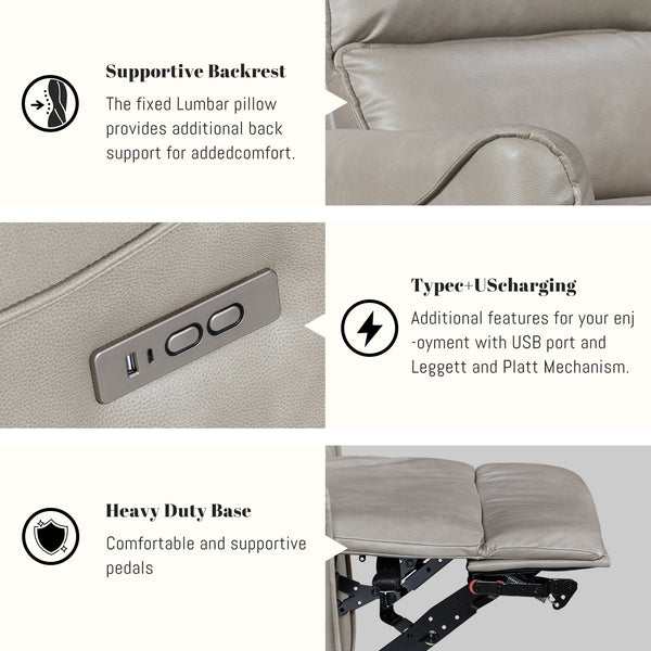 Modern Style Power Recliner Chair with Rocker and Swivel Function - Model 8445