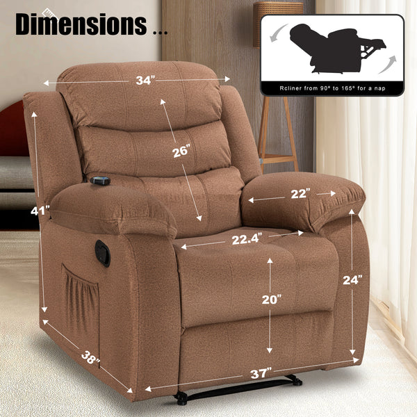 Comfortable and Durable Recliner Chair with Massage and Heating - Model 8005