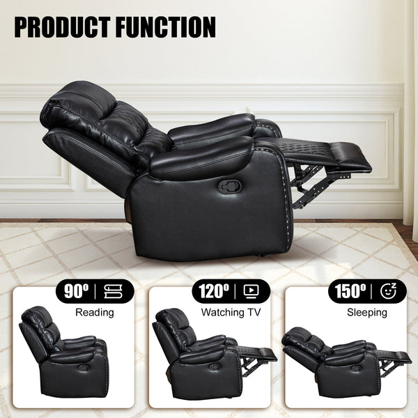 Air Leather Manual Motion Recliner Chair for Sale With Massage and Heating + Model 8317