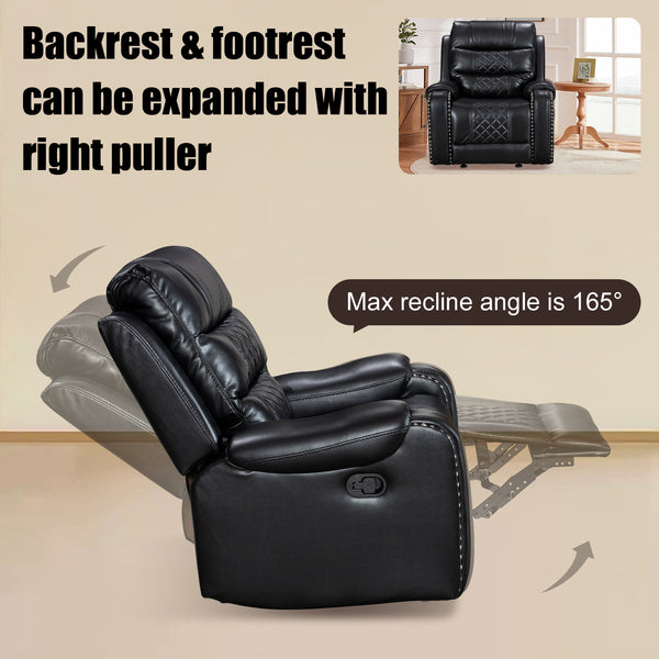 Air Leather Manual Motion Recliner Chair for Sale With Massage and Heating + Model 8317