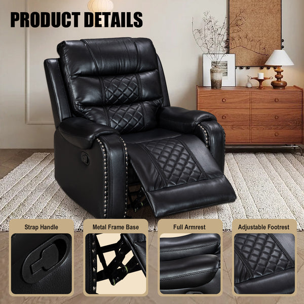 Air Leather Manual Motion Recliner Chair for Sale With Massage and Heating + Model 8317