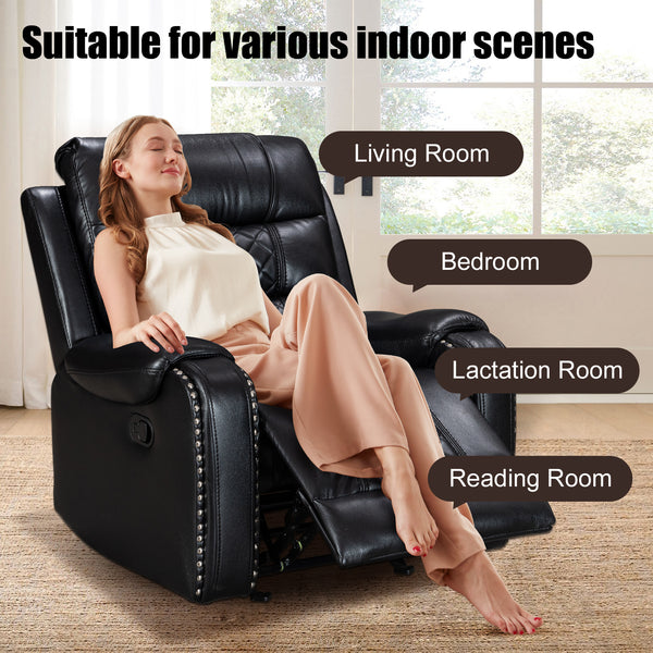 Air Leather Manual Motion Recliner Chair for Sale With Massage and Heating + Model 8317