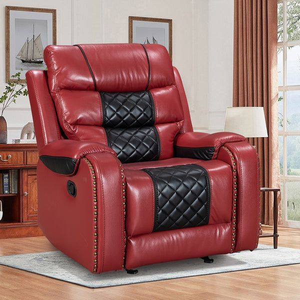 Air Leather Manual Motion Recliner Chair for Sale With Massage and Heating + Model 8317