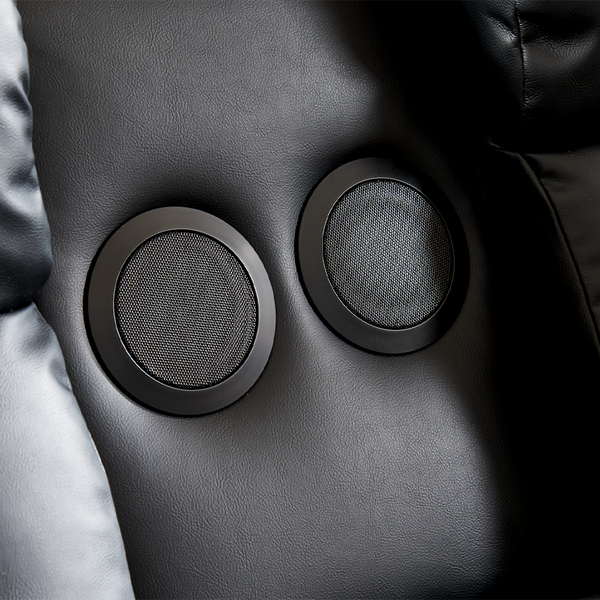 Power Reclining Sectional Couch with Bass Speaker Ambient Light USB Port,Cup Holder Black-8391