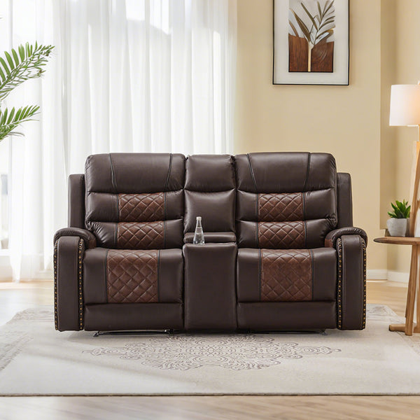Air Leather Manual  2 Seat Recliner Sofa for Sale With Massage and Heating + Model 8317