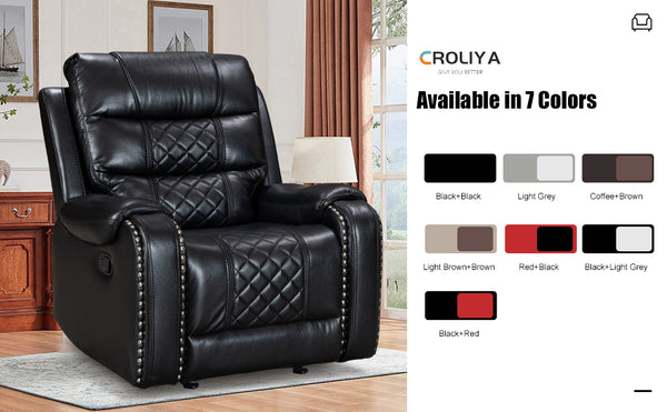 Air Leather Manual Motion Recliner Chair for Sale With Massage and Heating + Model 8317