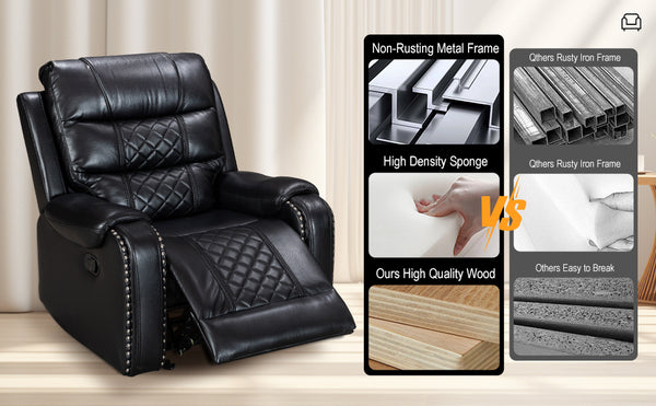 Air Leather Manual Motion Recliner Chair for Sale With Massage and Heating + Model 8317