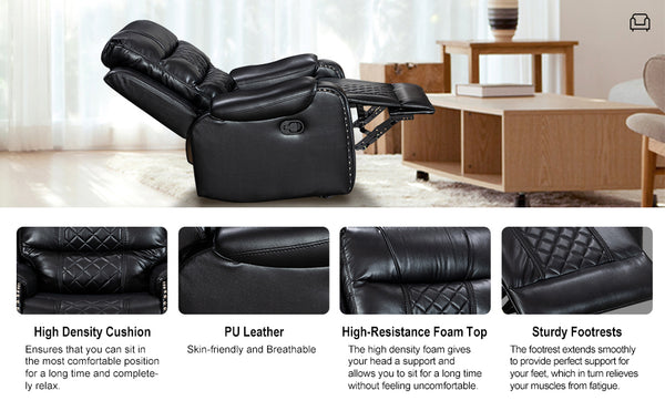Air Leather Manual Motion Recliner Chair for Sale With Massage and Heating + Model 8317