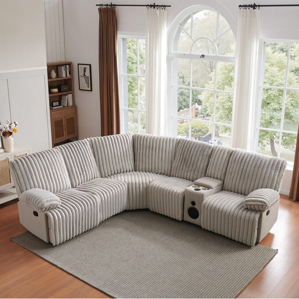 3 Seater Recliner Sofa Set | Crodury Fabric Recliner | Bluetooth Audio & USB Port