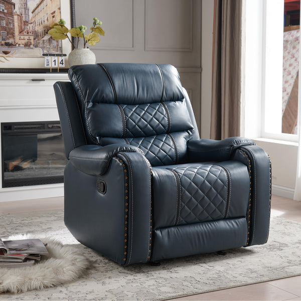 Air Leather Manual Motion Recliner Chair for Sale With Massage and Heating + Model 8317